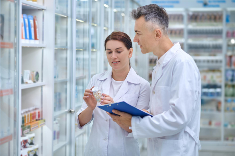 Pharmacists checking medicines at NewGen Pharmacy